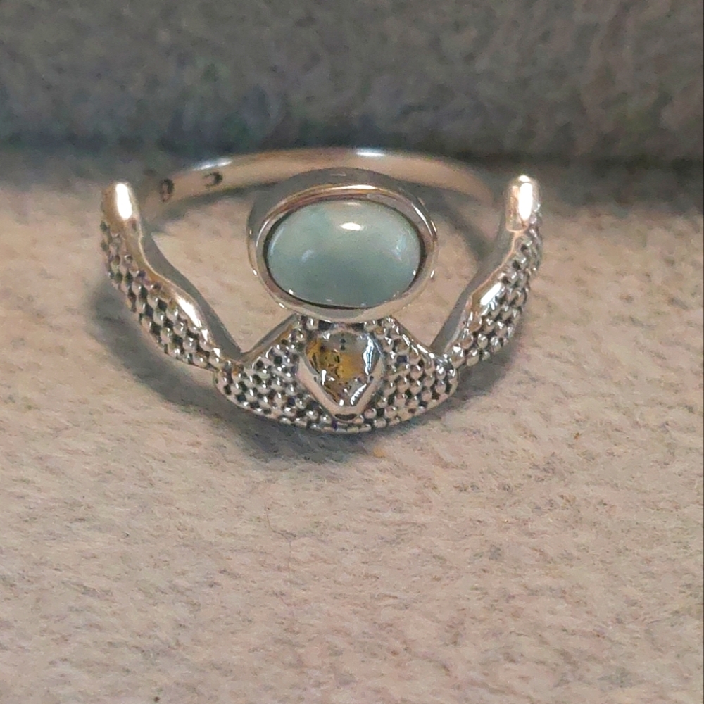 Larimar Turtle Sterling Silver Ring